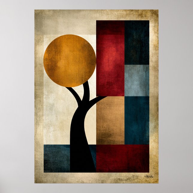 Japanese Zen Landscape Geometric Abstract Wall Art (Front)