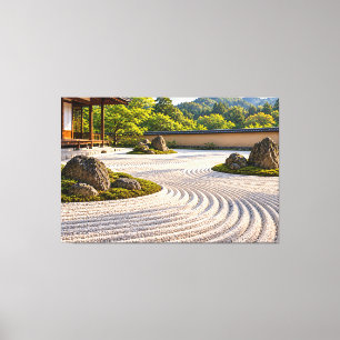 Japanese Zen Rock Garden – Harmony of Stone, Moss Canvas Print
