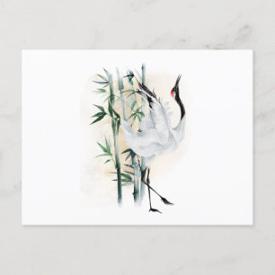 Japan's cranes and bamboo postcard
