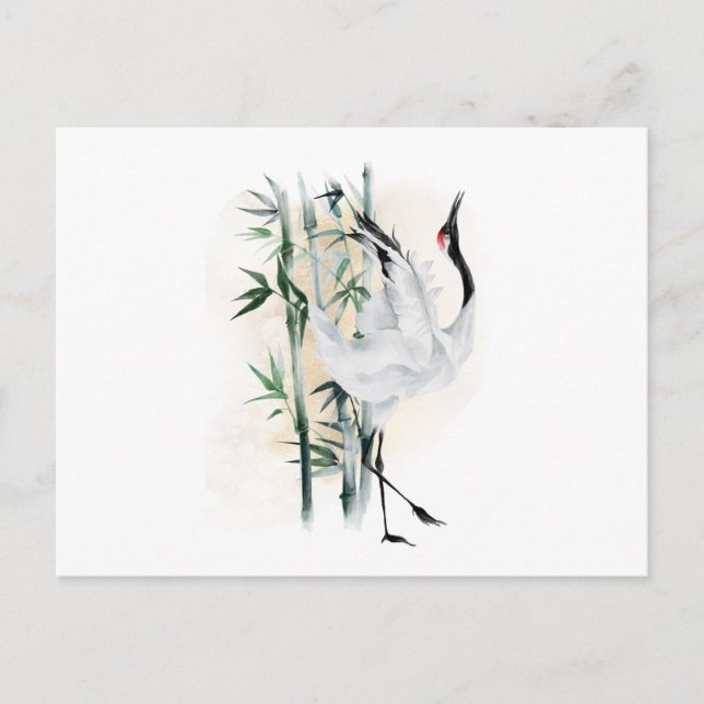 Japan's cranes and bamboo postcard (Front)