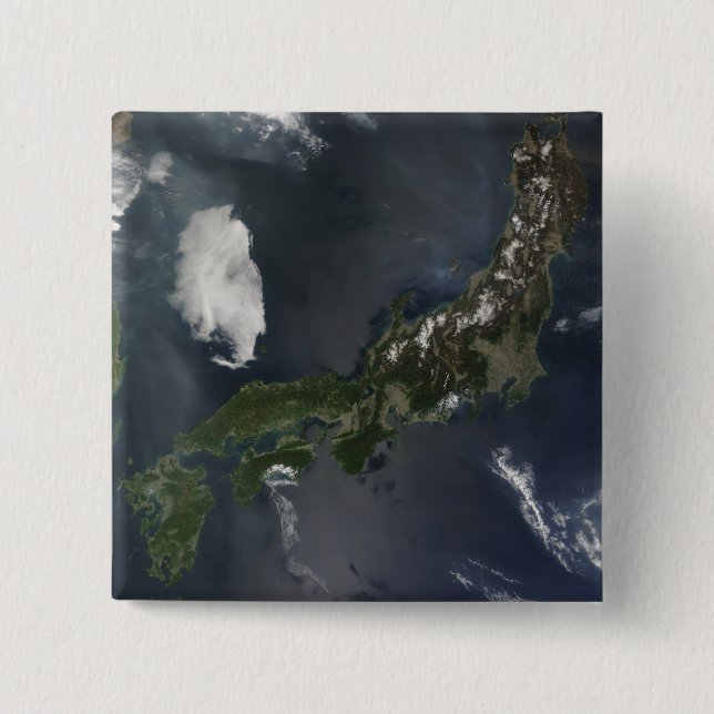 Japan's main island, Honshu 2 Inch Square Button (Front)