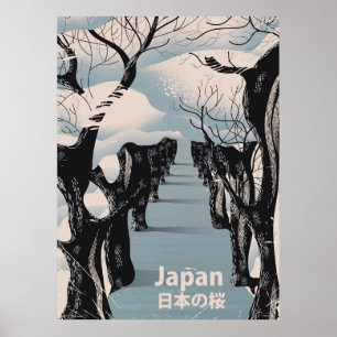 Japon cerisier fleurir poster de voyage Vintage