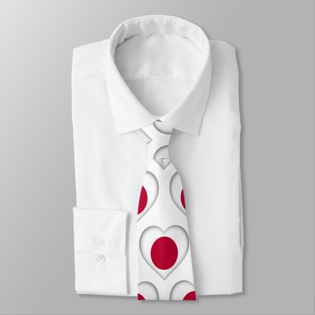 Japon Drapeau couleurs Motif de coeur Cravate (Attaché)