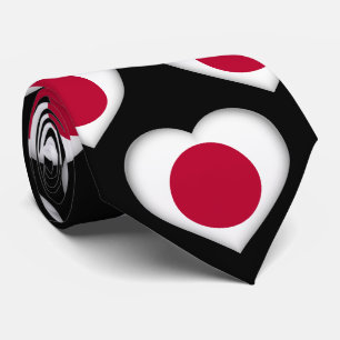 Japon Drapeau couleurs Motif de coeur Cravate