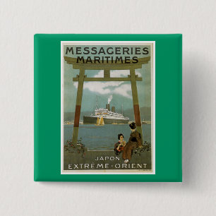 "Japon Extreme-Orient" Messegeries Maritimes 2 Inch Square Button