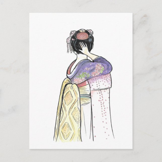 Japon Geisha carte postale Art (Devant)