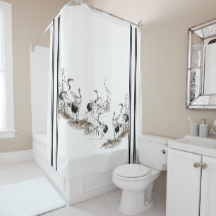 Japon Oiseaux de grue rideau de douche des zones h