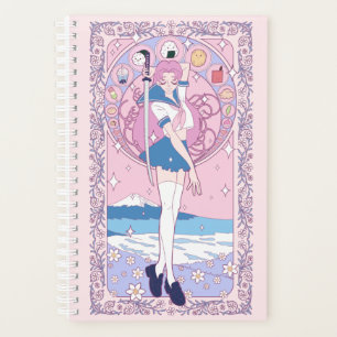 Japon Rose Anime School Girl Art Nouveau Anglais