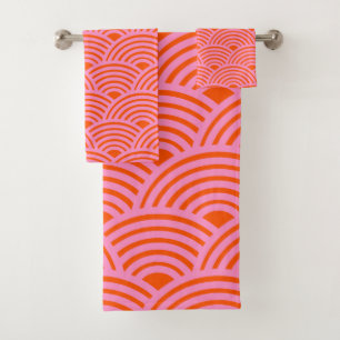 Japon Vague Seigaiha Motif Preppy Orange rose