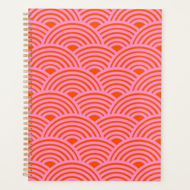 Japon Vague Seigaiha Motif Preppy Orange rose  (Devant)