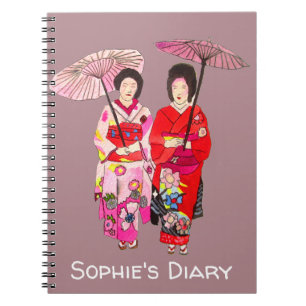 Japonais Geisha rouge kimono joli journal artistiq