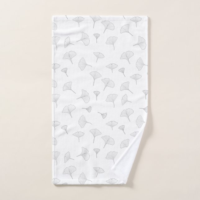 Japonais Ginkgo Biloba feuilles noir blanc arbre (Serviette à main)