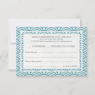 Japonais Seigaiha Vague Elégant Mariage Plage RSVP