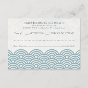 Japonais Seigaiha Vague Elégant Mariage Plage RSVP