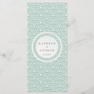 Japonais Seigaiha Waves Elegant Beach Wedding Menu
