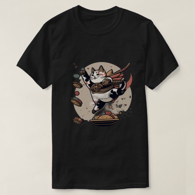 Japonaise Chat Nourriture guerre T-shirt Homme et  (Design devant)