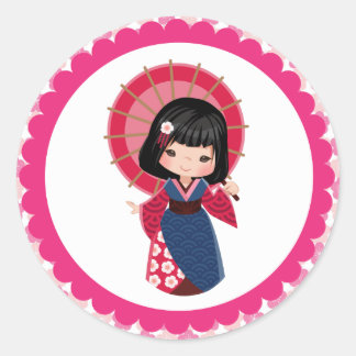 Japonaise en Kimonos Classic Round Stickers
