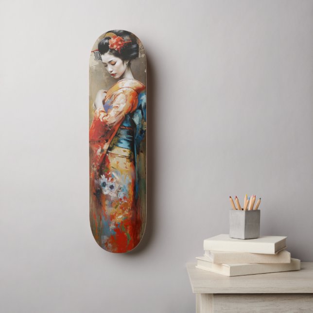 Japonaise Geisha kawaii fille anime Skateboard (Art mural)