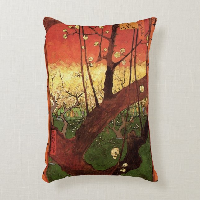 Japonism: Flowering Plum Tree by Vincent van Gogh Accent Pillow (Front(Vertical))