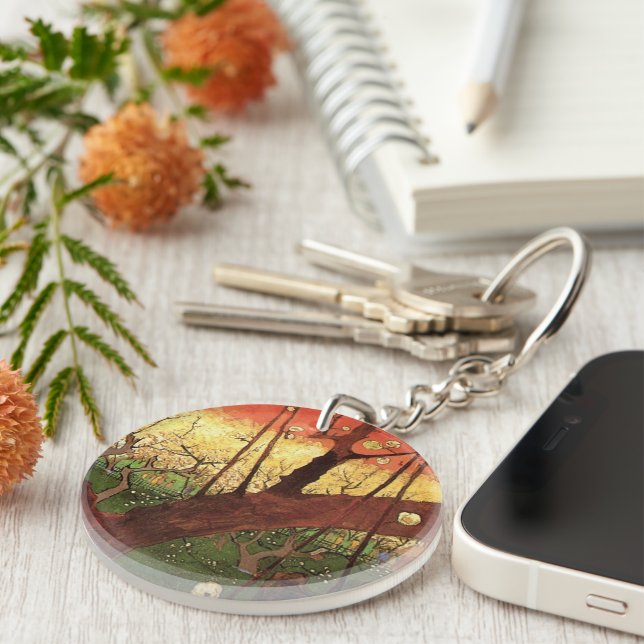 Japonism: Flowering Plum Tree by Vincent van Gogh Keychain (Front Right)