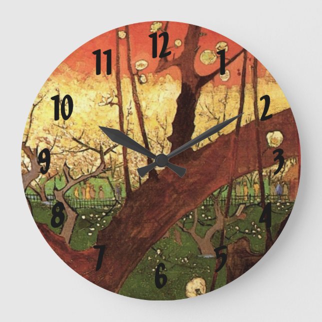 Japonism: Flowering Plum Tree by Vincent van Gogh Large Clock (Front)