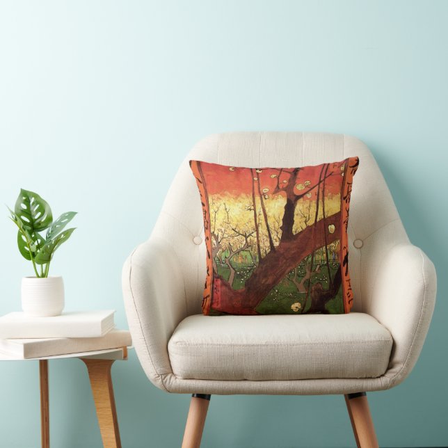 Japonism: Flowering Plum Tree by Vincent van Gogh Throw Pillow (Chair)