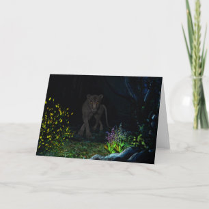Jaquar noir dans la carte de voeux Woods