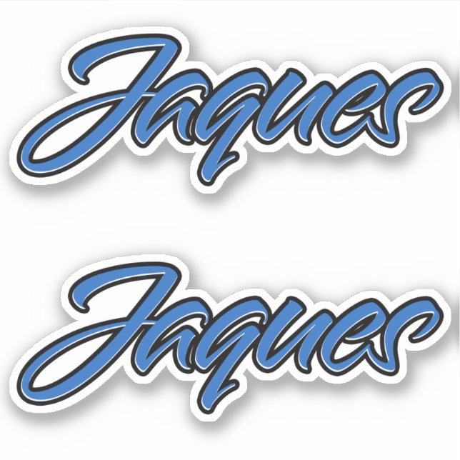 Jaques name blue sticker stickers sticker set (Front)