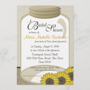 Jar and Sunflowers Bridal Shower Invitation