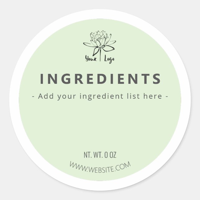 Jar Bottom Sage Coloured Ingredient Labels (Front)