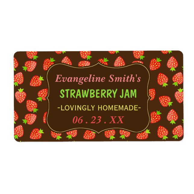 Jar de confiture de fraises jolie fraises sur mesu (Devant)
