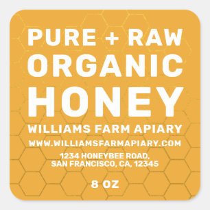Jar de miel moderne Étiquette Honeybee Apière Jaun