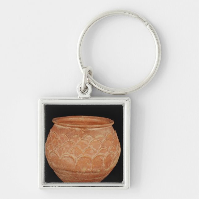 Jar decorated with overlapping applied scales keychain (Front)