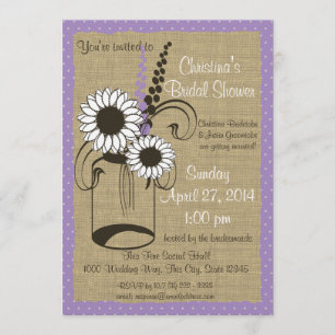 Jar Floral and Polka Dots Bridal Shower Invitation