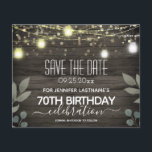 Jar Light 70th Birthday Save the Date Budget<br><div class="desc">Outdoor Summer BBQ Jar Light Save the Date Birthday invitations. All text is adjustable and easy to change for your own party needs. Great elegant 70th birthday template design.</div>
