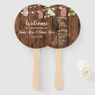 Jar Lights Floral Wood Jars Wedding Programme Fan