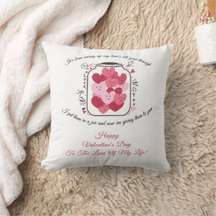 Jar Of Love Valentines Day Throw Pillow