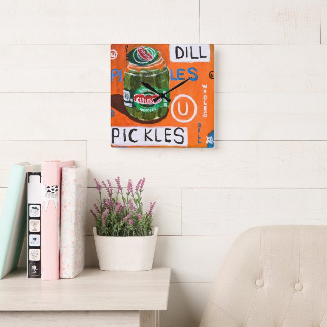 Jar of Pickles Square Wall Clock (Reading Room)