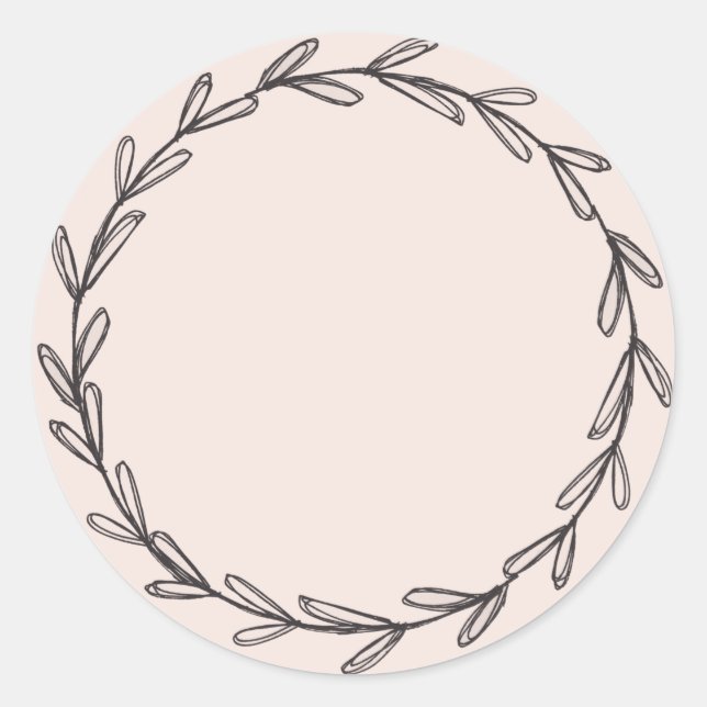 Jar/ Spice Blank Hand Drawn Wreath Blush Pink Classic Round Sticker (Front)