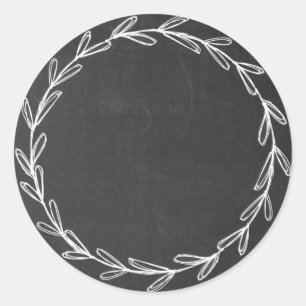 Jar/ Spice Blank Hand Drawn Wreath Chalkboard Classic Round Sticker