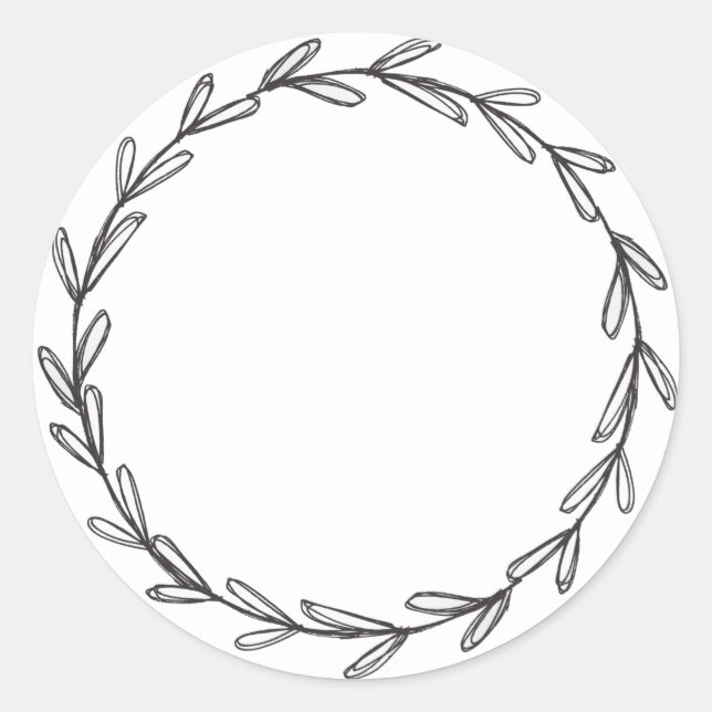 Jar/ Spice Blank Hand Drawn Wreath White Classic Round Sticker (Front)