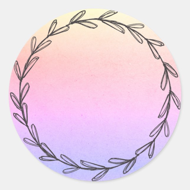 Jar/ Spice Rainbow Blank Hand Drawn Wreath  Classic Round Sticker (Front)