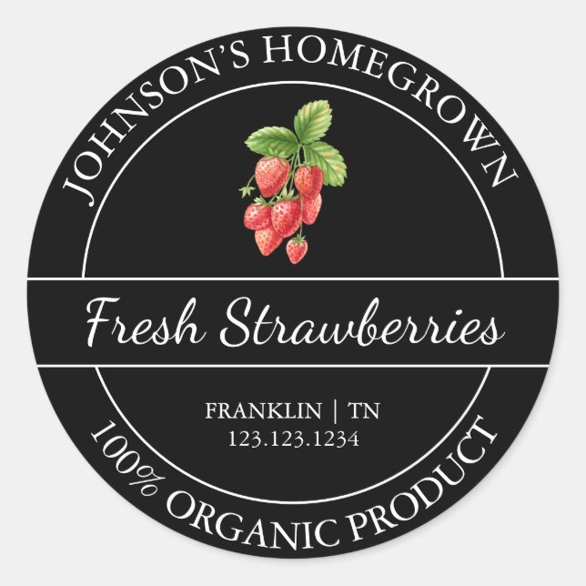 Jardin à la maison Étiquette de fraises frais bio (Devant)