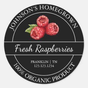 Jardin à la maison Étiquette de framboise bio frai