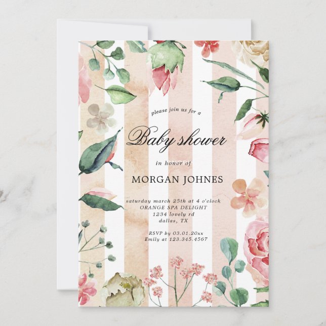 jardin à ressort élégant Baby shower Invitation (Devant)