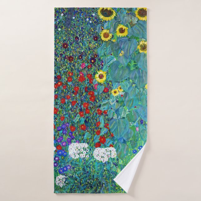 Jardin agricole avec tournesols, Gustav Klimt (Serviette de bain)