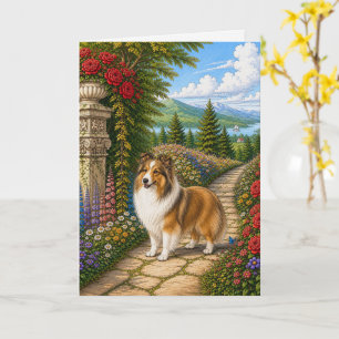 Jardin Anglais Shetland Sheepdog Carte Vierge