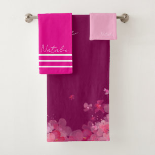 Jardin aquarelle fleur nom de vin rose chaud 