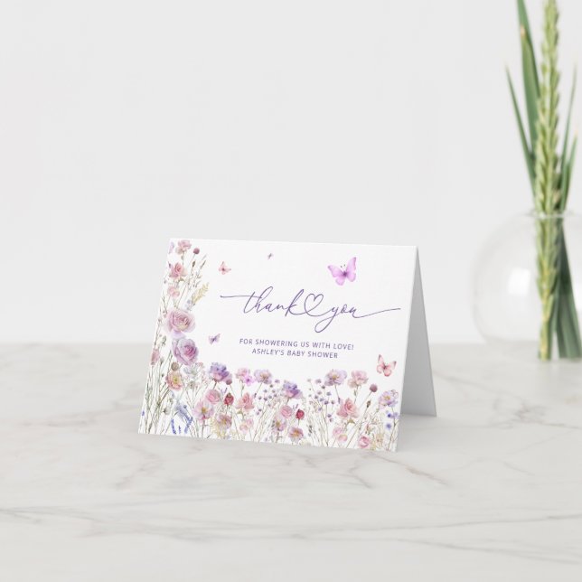 Jardin aux papillons mignons Merci de Baby shower (Devant)