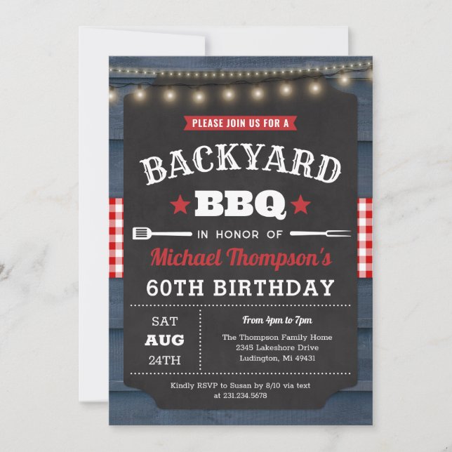 Jardin Barbecue 60e anniversaire Invitation (Devant)